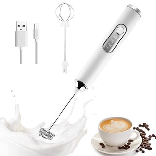 Foto 1 | Foto 1 | Espumador De Leche Eléctrico Blanco Recargable Con 2 Batidores Y 3 Velocidades