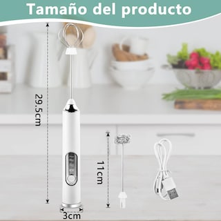 Foto 3 | Foto 3 | Espumador De Leche Eléctrico Blanco Recargable Con 2 Batidores Y 3 Velocidades