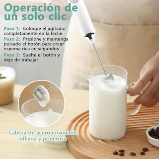 Foto 4 | Foto 4 | Espumador De Leche Eléctrico Blanco Recargable Con 2 Batidores Y 3 Velocidades