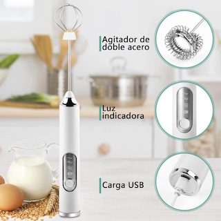 Foto 6 | Foto 6 | Espumador De Leche Eléctrico Blanco Recargable Con 2 Batidores Y 3 Velocidades
