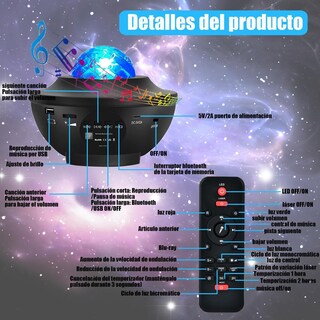 Foto 2 | Foto 2 | Proyector De Estrellas Y Galaxias Mosu Blanco Con Altavoz Bluetooth Y Control Remoto