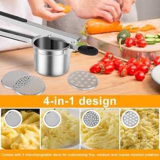Foto 5 | Foto 5 | Aplastador De Papas Kzings Acero Inoxidable Mango Ergonómico Con Discos Intercambiables Para Cocina