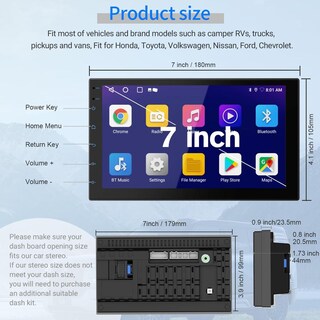Foto 7 | Foto 7 | Estéreo Inalámbrico Haudio Negro De Doble Din Con Pantalla Táctil Hd Y Carplay Para Todos Los Vehícu