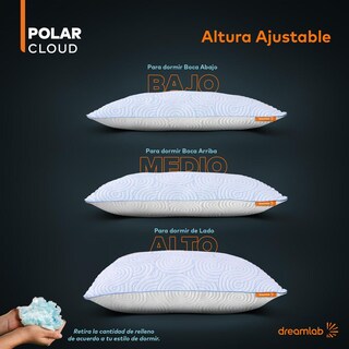 Foto 6 | Foto 6 | Almohada Dreamlab Polar Cloud Blanco Altura Ajustable Memory Foam Tamaño King Size 45cm X 84cm