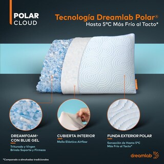 Foto 7 | Foto 7 | Almohada Dreamlab Polar Cloud Blanco Altura Ajustable Memory Foam Tamaño King Size 45cm X 84cm