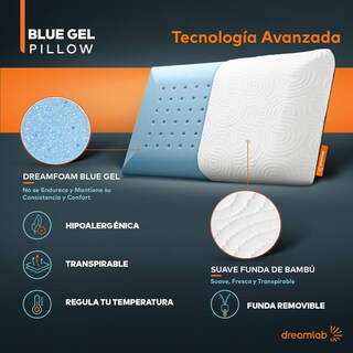 Foto 8 | Foto 8 | Almohada Dreamlab Azul Gel De Memory Foam Con Funda De Bambú Hipoalergénica Firme Medio Tamaño Están