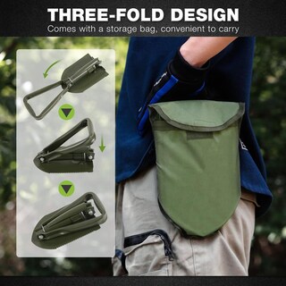 Foto 6 | Foto 6 | Pala De Camping Redcamp Verde Militar Plegable Con Mango Triple Para Senderismo