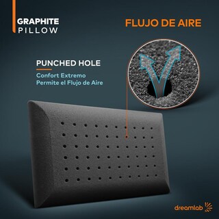 Foto 6 | Foto 6 | Almohada Dreamlab Graphite Memory Foam Hipoalergénica Para Soporte King Size (2 Piezas)