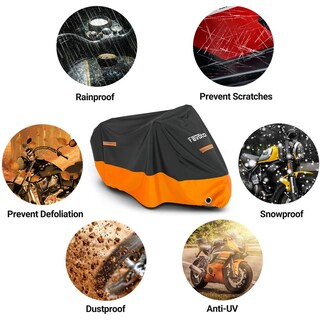 Foto 2 | Foto 2 | Funda Para Motocicleta Favoto Negro Naranja Tela Oxford Resistente Con Reflectores Y Protección Sola