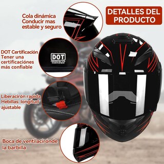 Foto 7 | Foto 7 | Casco Motocicleta Linglucky Negro Certificado Dot Con Visor Antivaho Para Mujer Y Hombre