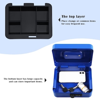 Foto 5 | Foto 5 | Caja Fuerte De Acero Xydled Azul Con Cerradura De Combinación Y Bandeja Extraíble Mediana