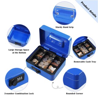 Foto 6 | Foto 6 | Caja Fuerte De Acero Xydled Azul Con Cerradura De Combinación Y Bandeja Extraíble Mediana