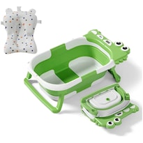 Bañera Bebés Plegable Tina De Baño Con Cojín Y Termometro Eo Safe Imports Esi-23823 Verde