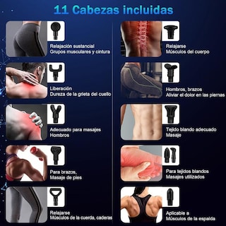 Foto 4 | Foto 4 | Pistola De Masaje Muscular Con Pantalla Lcd 11 Cabezales Y 20 Velocidades Ajustables