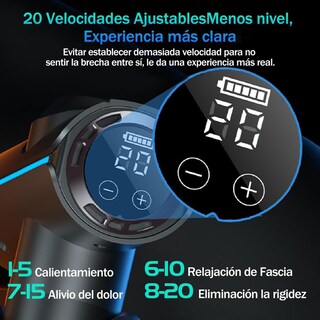 Foto 7 | Foto 7 | Pistola De Masaje Muscular Con Pantalla Lcd 11 Cabezales Y 20 Velocidades Ajustables