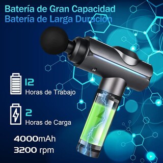 Foto 8 | Foto 8 | Pistola De Masaje Muscular Con Pantalla Lcd 11 Cabezales Y 20 Velocidades Ajustables