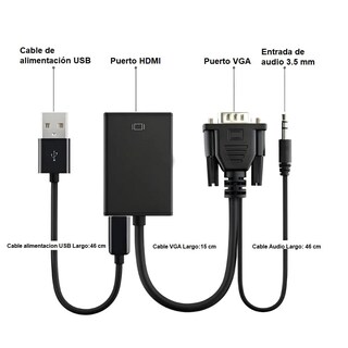 Foto 3 | Foto 3 | Apich Convertidor Vga A Hdmi Video + Audio Adaptador Vga A Hdmi Video + Audio 1080p