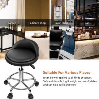 Foto 3 | Foto 3 | Taburete De Cuero Artificial Kktoner Negro Giratorio Con Respaldo Y Ruedas Para Spa Tatuaje Y Masaje
