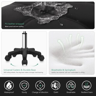 Foto 4 | Foto 4 | Taburete Giratorio Furwoo Negro Con Ruedas Y Altura Ajustable Para Spa Y Salón De Masaje