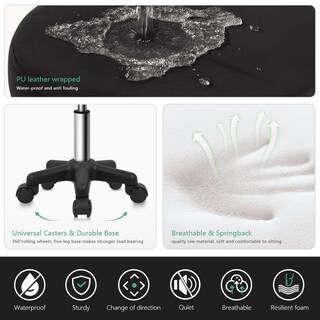 Foto 4 | Foto 4 | Taburete Redondo Furwoo Negro Con Ruedas Para Balneario Y Salón De Masaje