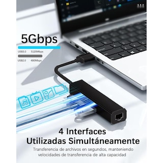 Foto 7 | Foto 7 | Adaptador Ethernet Usb C Yrtrgj En Gris Gigabit Rj45 10gbps 4 En 1 Para Macbook Surface Pro Window