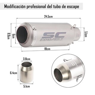 Foto 3 | Foto 3 | Escape De Moto Ioagsvw Acero Inoxidable 51mm Universal Para Motos Dirt Bikes Street Bikes Scooter