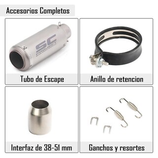 Foto 4 | Foto 4 | Escape De Moto Ioagsvw Acero Inoxidable 51mm Universal Para Motos Dirt Bikes Street Bikes Scooter