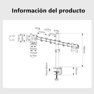 Foto 2 | Foto 2 | Soporte Doble Monitor Vddgrer Negro Ajustable Para Pantallas Hasta 27 Pulgadas 10kg