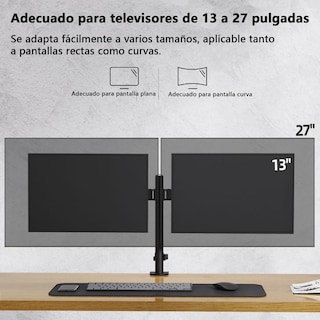 Foto 7 | Foto 7 | Soporte Doble Monitor Vddgrer Negro Ajustable Para Pantallas Hasta 27 Pulgadas 10kg