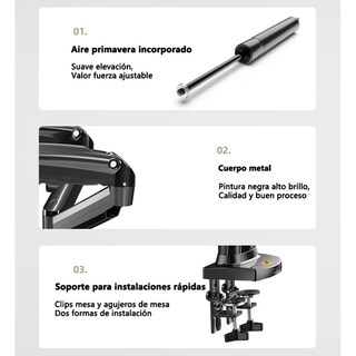 Foto 4 | Foto 4 | Soporte Para Monitor Y Laptop Mornwell Negro Con Brazos Hidráulicos Para Pantallas De 17 A 27 Pulgad