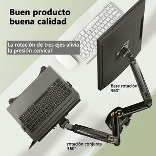 Foto 6 | Foto 6 | Soporte Para Monitor Y Laptop Mornwell Negro Con Brazos Hidráulicos Para Pantallas De 17 A 27 Pulgad