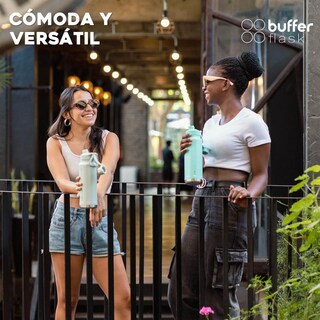 Foto 8 | Foto 8 | Termo De Acero Inoxidable Buffer Flask Turquesa Antigoteo De 1000 Ml