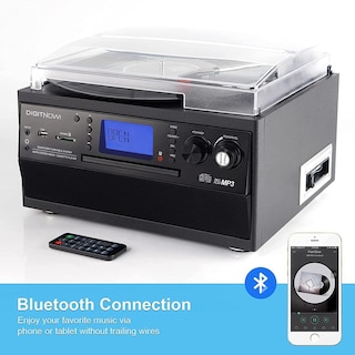 Foto 8 | Foto 8 | Tocadiscos Bluetooth Digitnow Negro Con Conversor De Vinilo A Mp3 Y Altavoz Estéreo Incorporado
