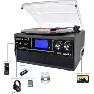 Foto 6 | Foto 6 | Tocadiscos Digitnow Bluetooth Negro Con Altavoz Estéreo Y Convertidor De Vinilo A Mp3