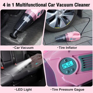 Foto 7 | Foto 7 | Kit De Limpieza De Coche Vioview Rosa 4 En 1 Con Aspirador De 8000 Pa Y Cepillo Para Detallar Para L