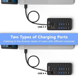 Foto 2 | Foto 2 | Hub Usb Sentank Negro Con 14 Puertos Y Carga Rápida