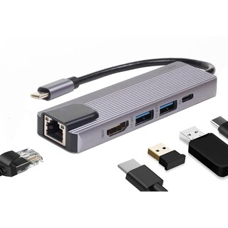 Foto 1 | Foto 1 | Hub Usb C Linkon Negro 4k Hdmi Ethernet 1000 Mbps Y Carga Rápida 87w 5 En 1