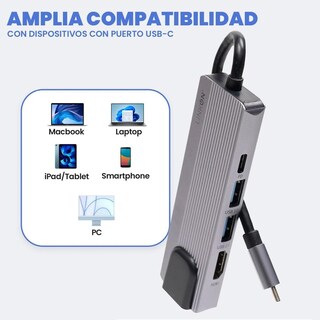 Foto 7 | Foto 7 | Hub Usb C Linkon Negro 4k Hdmi Ethernet 1000 Mbps Y Carga Rápida 87w 5 En 1
