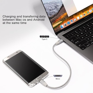 Foto 6 | Foto 6 | Cable Usb C A Micro Usb Fasgear Gris De Nailon Trenzado 1 M Compatible Con Galaxy S7/s6 Y Htc One