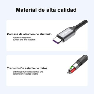 Foto 5 | Foto 5 | Cable Usb C Andapa Negro Carga Rápida Compatible Con Galaxy Xiaomi Gopro Oneplus Huawei Y Lg