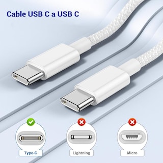 Foto 2 | Foto 2 | Cable Usb C Yoele Blanco Carga Rápida Trenzado 1m 60w Para Iphone Galaxy Y Más