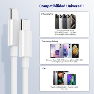 Foto 3 | Foto 3 | Cable Usb C Yoele Blanco Carga Rápida Trenzado 1m 60w Para Iphone Galaxy Y Más