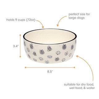 Foto 6 | Foto 6 | Cuenco Para Mascotas Pearhead Gris Blanco De Cerámica Grande