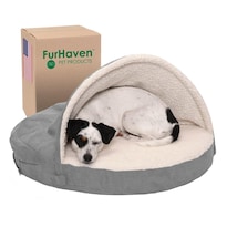 Cama Ortopédica Para Mascotas Furhaven Gris Con Manta De Sherpa Y Gamuza Funda Lavable A Máquina