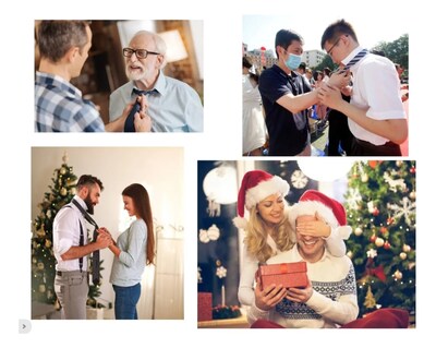 Foto 3 | Foto 3 | Corbata con Pañuelo y Mancuernillas Negra para Hombre