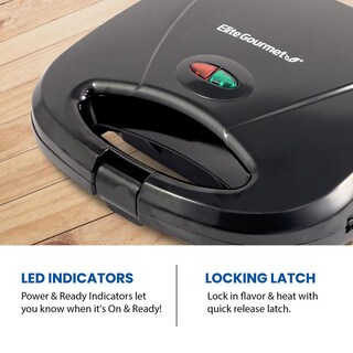 Foto 5 | Foto 5 | Sandwichera Panini Elite Gourmet Negro Superficie Antiadherente 2 Rebanadas