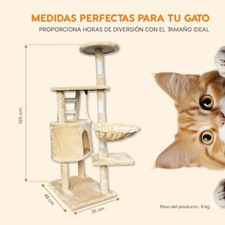 Foto 3 | Foto 3 | Mueble Rascador Para Gato Poli Pets Bambino Multifuncional Con Felpa Suave