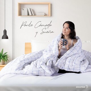 Foto 4 | Foto 4 | Edredón Dreamlab King Size Cuadros Blanco Azul Hipoalergénico