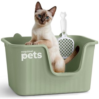 Foto 1 | Foto 1 | Arenero Para Gato Esquimal Verde Con Paredes Altas Y Pala