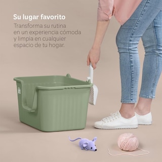 Foto 3 | Foto 3 | Arenero Para Gato Esquimal Verde Con Paredes Altas Y Pala